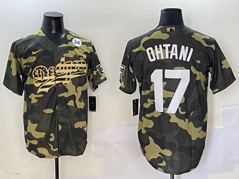 Men Los Angeles Dodgers #17 Ohtani Camo Joint Name 2025 Nike MLB Jersey style 6